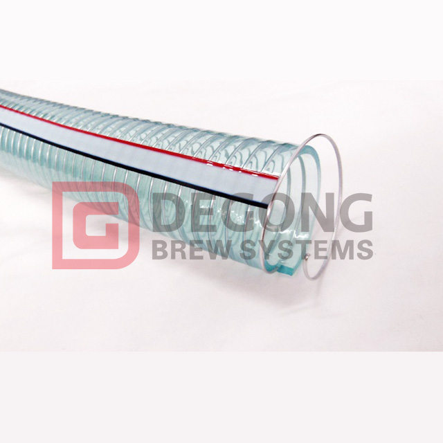 3/4" Spiral Stainless Steel Wire Reinforced PVC Vacuum Winery Hose "Food Grade"