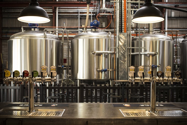 beer brewing equipment in restaurant