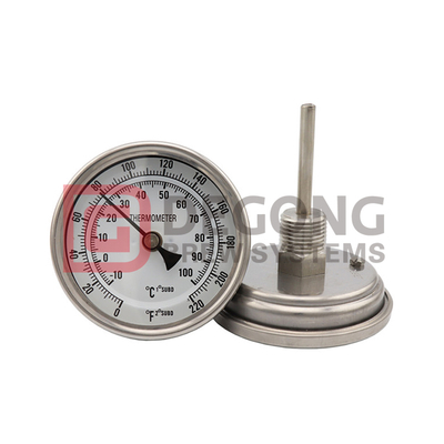 Stainless Boiler Dial Thermometer Bimetal With 1/2"NPT Nut 2" Stem 3" Face Beer Brew Pot Boil Kettle Weldless Thermometer